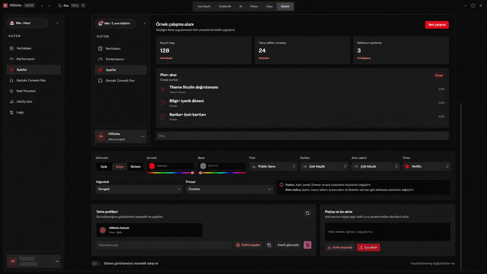 X9Delta Tema Stüdyosu'nda Crimson tema profili
